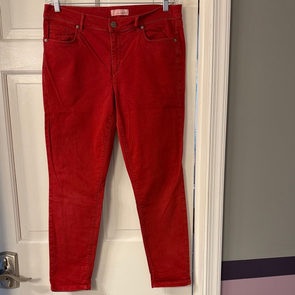 LOFT Red Skinny Jeans